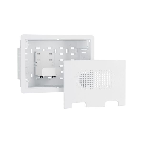 DYNAMIX Recessed Entertainment Box with Lid 400x278x100mm 10kg Weight Cap, White