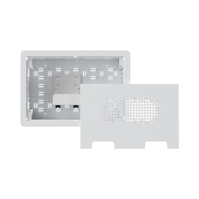 DYNAMIX Recessed Entertainment Box with Lid 400x278x100mm 10kg Weight Cap, White