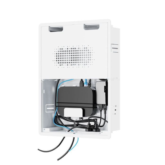 DYNAMIX Recessed Entertainment Box with Lid 500x386x100mm 10kg Weight Cap, White