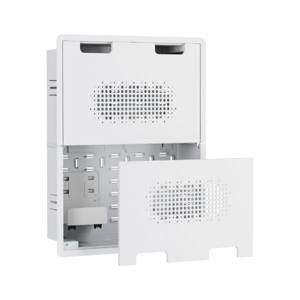 DYNAMIX Recessed Entertainment Box with Lid 500x386x100mm 10kg Weight Cap, White