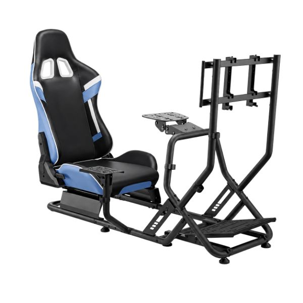 Brateck Racing Simulator Cockpit with monitor Mount. Adjustable Steering Wheel Plate & Pedal