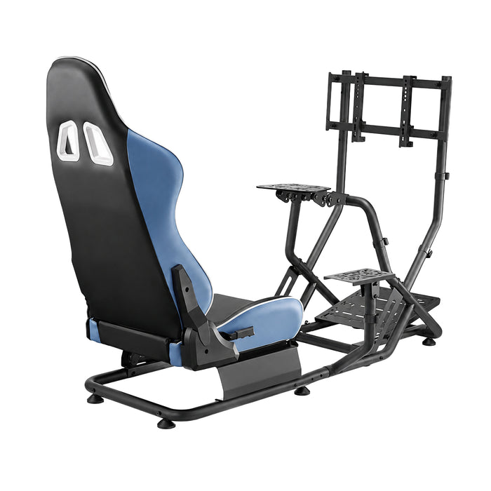 Brateck Racing Simulator Cockpit with monitor Mount. Adjustable Steering Wheel Plate & Pedal
