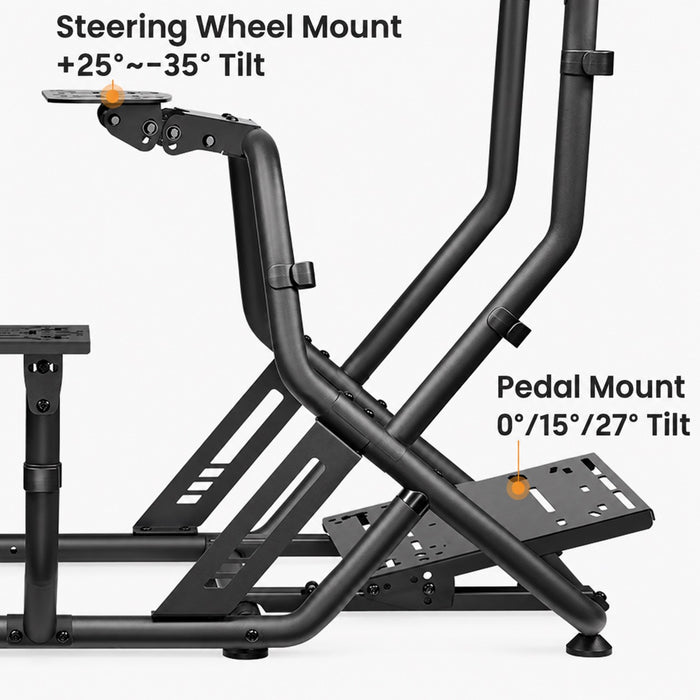Brateck Racing Simulator Cockpit with monitor Mount. Adjustable Steering Wheel Plate & Pedal