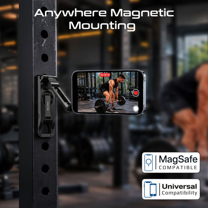 Promate Versatile Magnetic Smartphone Mount & Stand. 360 Rotation Arm, Ring Plate Included