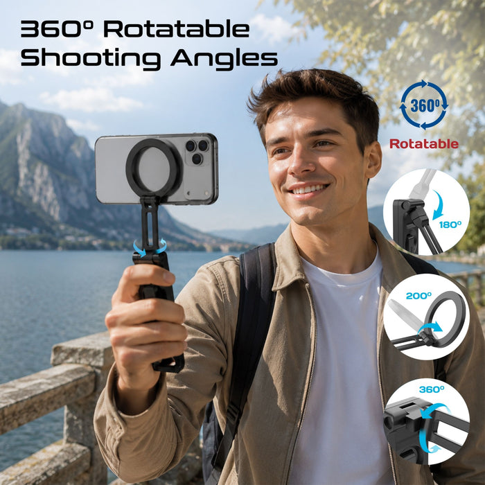 Promate Versatile Magnetic Smartphone Mount & Stand. 360 Rotation Arm, Ring Plate Included
