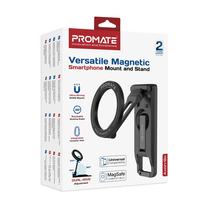 Promate Versatile Magnetic Smartphone Mount & Stand. 360 Rotation Arm, Ring Plate Included