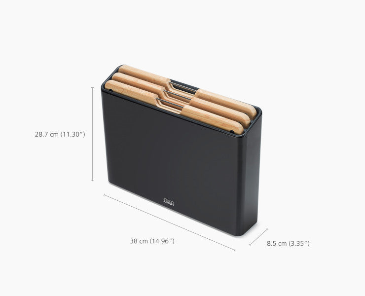 Joseph Joseph Folio Steel Bamboo 3pc Chopping Board Set (Black)