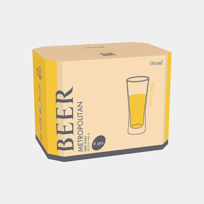Ocean Glass Eco Metropolitan Beer Glass 400ml - Set 6 - LX2001 - Homewares, Outdoor, Phone Accessories, Cases, Speakers, Headphones + More -