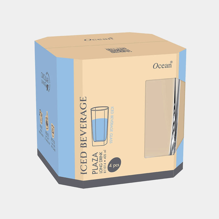 Ocean Glass Eco Plaza Hiball Tumbler 405ml - Set 4 - LX2001 - Homewares, Outdoor, Phone Accessories, Cases, Speakers, Headphones + More -