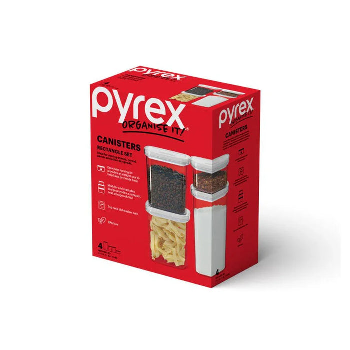 Pyrex Canister Rectangle 4pc Set - LX2001 - Homewares, Outdoor, Phone Accessories, Cases, Speakers, Headphones + More -