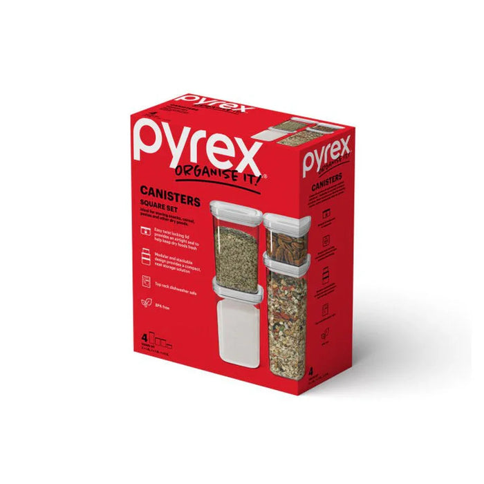 Pyrex Canister Square 4pc Set - LX2001 - Homewares, Outdoor, Phone Accessories, Cases, Speakers, Headphones + More -