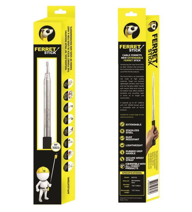 FERRET STICK Extendable Stick (31 to 140cm). Stainless steel, Rust resistant, Ru