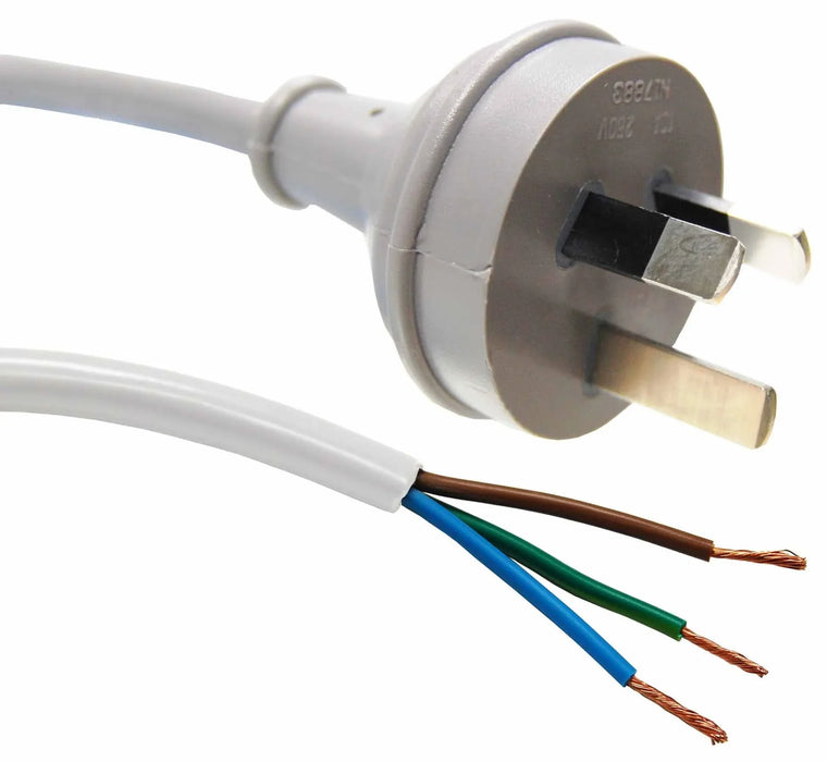 DYNAMIX 2M 3-Pin Plug Bare End 3 Core 0.75mm Cable, White Colour SAA Approved - LX2001 - Homewares, Outdoor, Phone Accessories, Cases, Speakers, Headphones + More -