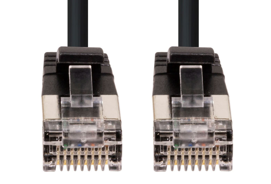 DYNAMIX 0.25m Cat6A S/FTP Black 10G LSZH Patch Lead 34AWG 802.3af Shielded Plug.