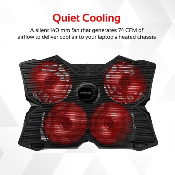 PROMATE Height Adjustable Ergonomc Gaming Laptop Cooling Pad w/ 5 Built-in High-Speed Cooling