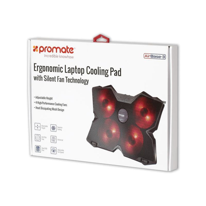 PROMATE Height Adjustable Ergonomc Gaming Laptop Cooling Pad w/ 5 Built-in High-Speed Cooling