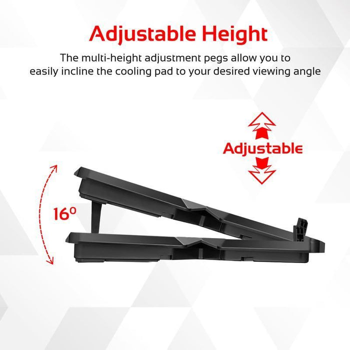 PROMATE Height Adjustable Ergonomc Gaming Laptop Cooling Pad w/ 5 Built-in High-Speed Cooling