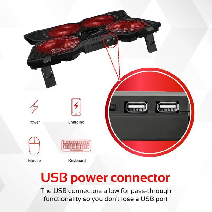 PROMATE Height Adjustable Ergonomc Gaming Laptop Cooling Pad w/ 5 Built-in High-Speed Cooling