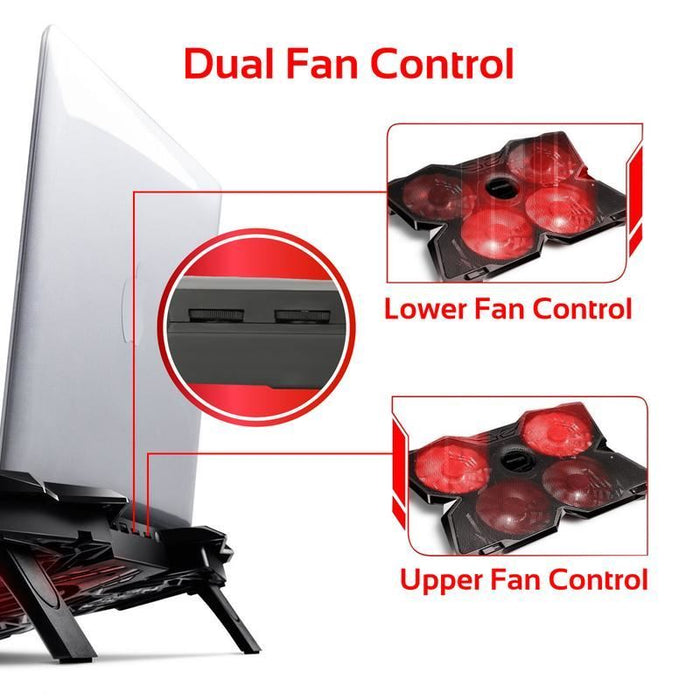PROMATE Height Adjustable Ergonomc Gaming Laptop Cooling Pad w/ 5 Built-in High-Speed Cooling