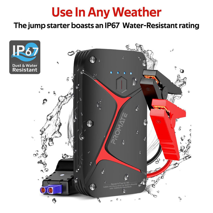 Promate 12V IP67 Car Jump Starter w/ Built-in 16000mAh Powerbank 80lm LED Flashlight