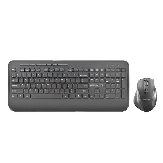 PROMATE Wireless Ergonomic Keyboard & Contoured Mouse. Sleek Tactical Full Size