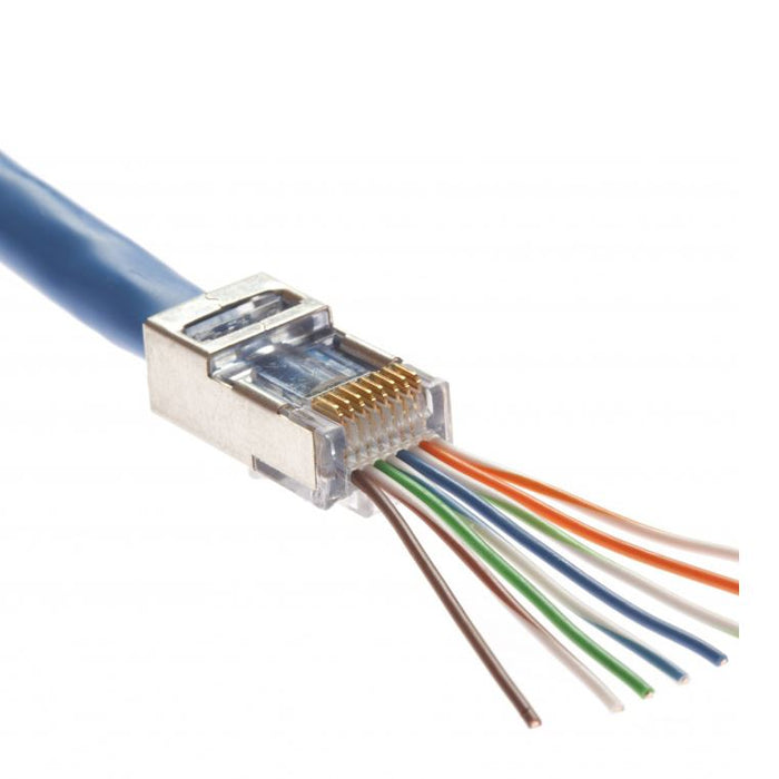 Platinum Tools Cat5e/6 Shielded EZ-RJ45 Plug w/ Internal Ground. Easy install RJ45 plug