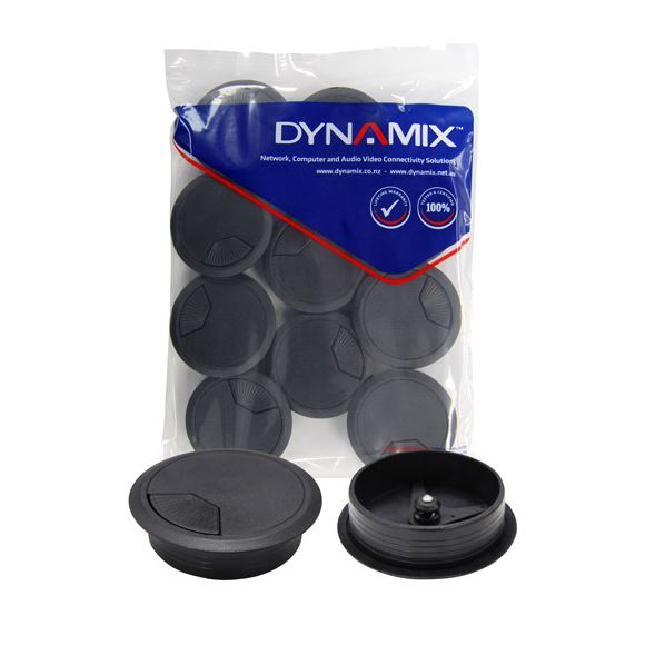 DYNAMIX 60mm Round Desk Grommet Black Pack of 10