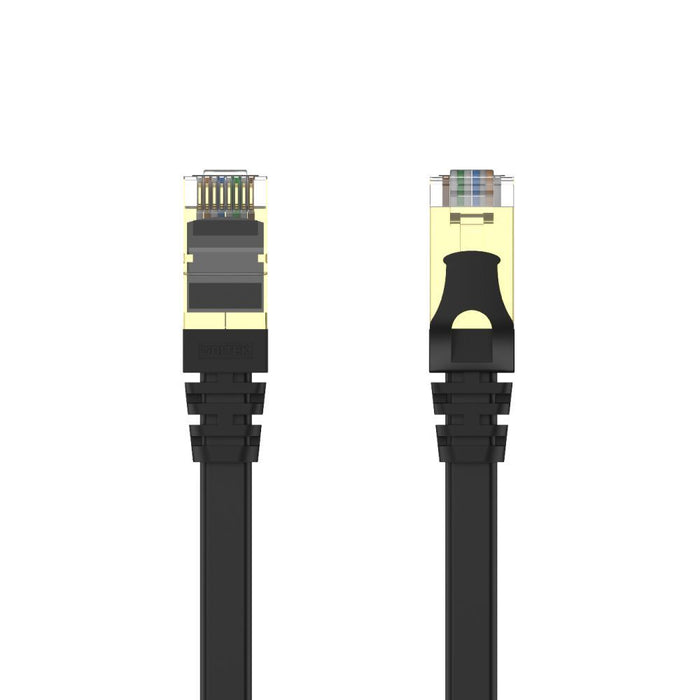 Unitek 20m CAT7 Black Flat SSTP 32AWG Patch Lead in PVC Jacket 500MHz Gold-plated Contacts