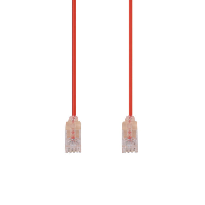 DYNAMIX 0.25m Cat6A 10G Red UTP LSZH Patch Lead 30AWG 802.3af Unshielded Plug.