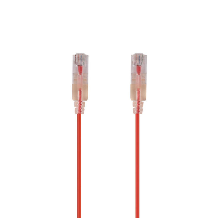 DYNAMIX 2.5m Cat6A 10G Red UTP LSZH Patch Lead 30AWG 802.3af Unshielded Plug.