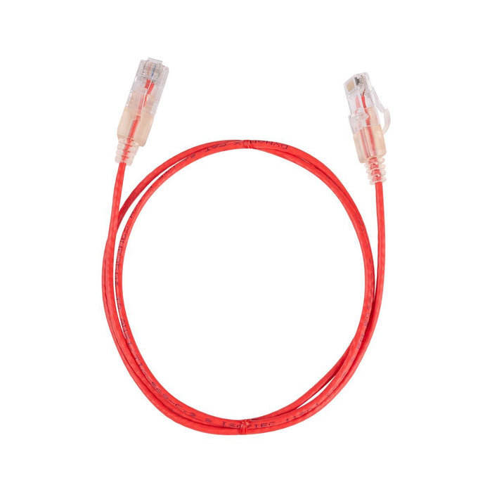 DYNAMIX 1.5m Cat6A 10G Red UTP LSZH Patch Lead 30AWG 802.3af Unshielded Plug.