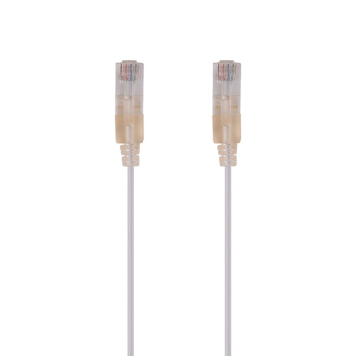DYNAMIX 0.5m Cat6A 10G White UTP LSZH Patch Lead 30AWG 802.3af Unshielded Plug.