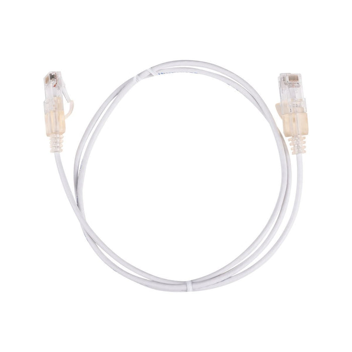 DYNAMIX 0.5m Cat6A 10G White UTP LSZH Patch Lead 30AWG 802.3af Unshielded Plug.