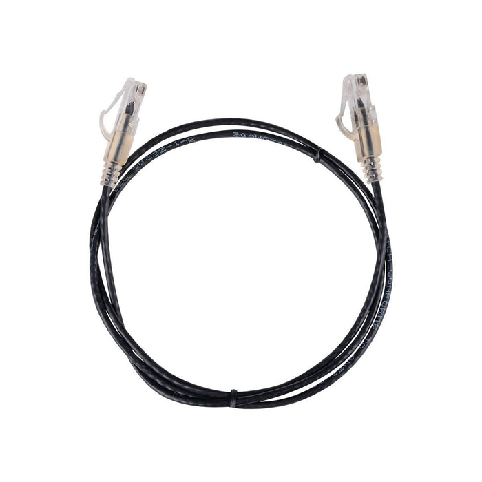 DYNAMIX 1.25m Cat6A 10G Black UTP LSZH Patch Lead 30AWG 802.3af Unshielded Plug.