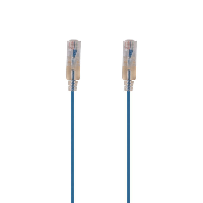 DYNAMIX 1.25m Cat6A 10G Blue UTP LSZH Patch Lead 30AWG 802.3af Unshielded Plug.
