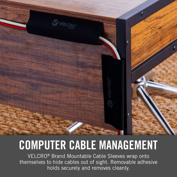 VELCRO Mountable Cable Sleeves. Mount Electrical Cords Easy to Add or Change Cables.