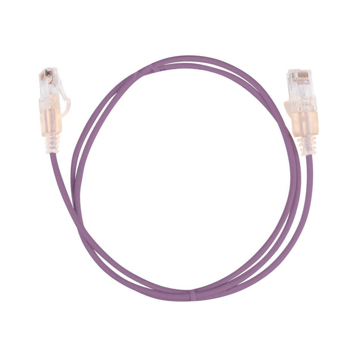 DYNAMIX 0.25m Cat6A 10G Purple UTP LSZH Patch Lead 30AWG 802.3af with Unshielded Plug.