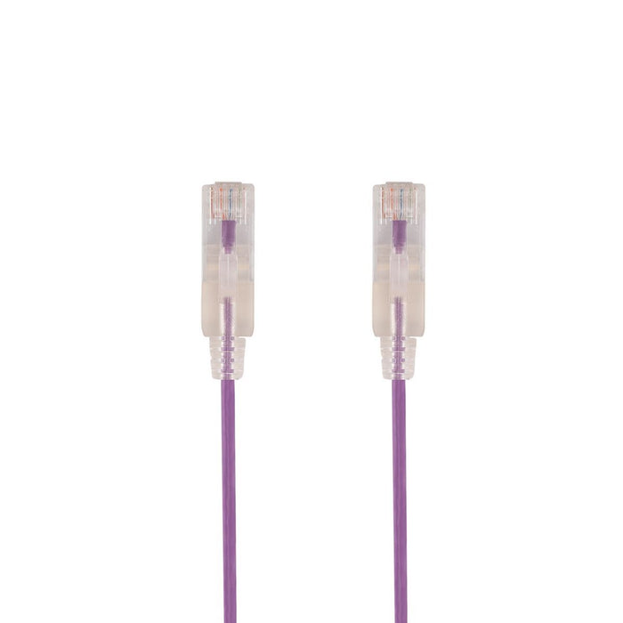 DYNAMIX 2.5m Cat6A 10G Purple UTP LSZH Patch Lead 30AWG 802.3af with Unshielded Plug.