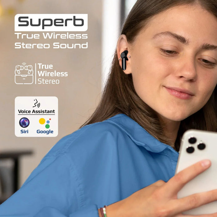 PROMATE In-Ear HD Bluetooth Earbuds with Intellitouch & 400mAh Charging Case. Bu - LX2001 - Homewares, Outdoor, Phone Accessories, Cases, Speakers, Headphones + More -