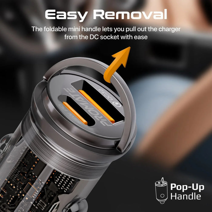 PROMATE 65W Quick Charging In-Car Adapter for Tablets & Smartphones. 65W PD USB- - LX2001 - Homewares, Outdoor, Phone Accessories, Cases, Speakers, Headphones + More -