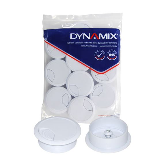 DYNAMIX 80mm Round Desk Grommet White Pack of 10