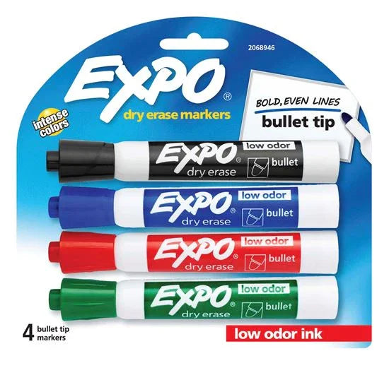 EXPO Dry Erase Markers Bullet Marker 4-Pack. 4x Assorted Colours. Includes Red, - LX2001 - Homewares, Outdoor, Phone Accessories, Cases, Speakers, Headphones + More -