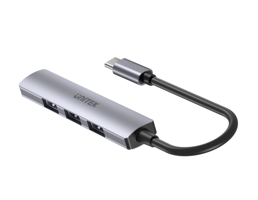UNITEK 4-in-1 USB Multi-port Ultra Slim Hub with USB-C Connector. Includes 1x US
