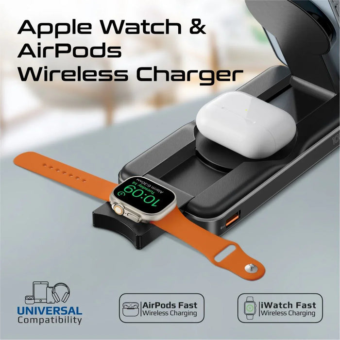 PROMATE 5-in-1 Foldable Charging Station. Includes 15W Magsafe Compatible Wirele - LX2001 - Homewares, Outdoor, Phone Accessories, Cases, Speakers, Headphones + More -