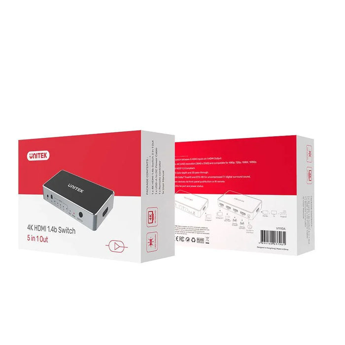 UNITEK 5-In-1-Out 4K HDMI 1.4b Switch. Supports up to 4K@30Hz (UHD) resolution ( - LX2001 - Homewares, Outdoor, Phone Accessories, Cases, Speakers, Headphones + More -
