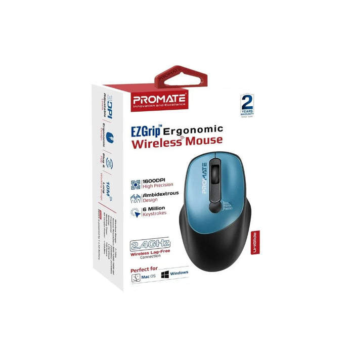 PROMATE EZGrip Ambidextrous Ergonomic Wireless Mouse. 800/1200/1600Dpi, Easy Plu - LX2001 - Homewares, Outdoor, Phone Accessories, Cases, Speakers, Headphones + More -