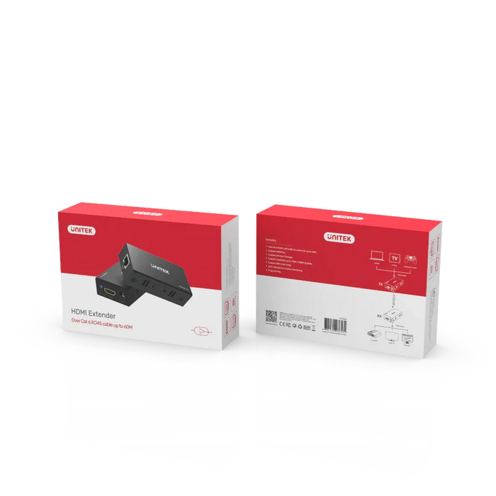 UNITEK HDMI & IR Extender Kit Over Cat6 up to 60M. Supports up to 4K@30Hz. Plug - LX2001 - Homewares, Outdoor, Phone Accessories, Cases, Speakers, Headphones + More -
