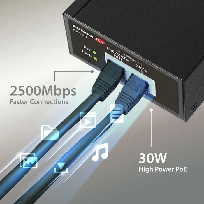 EDIMAX IEEE 802.3at 2.5 Gigabit PoE+ Injector 30W. Provides Power & Data up to 1 - LX2001 - Homewares, Outdoor, Phone Accessories, Cases, Speakers, Headphones + More -