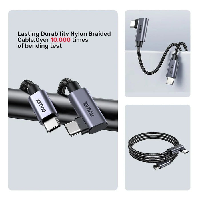 UNITEK 1m USB-C to Right Angled 90 Degree USB-C Connector. Supports 100W PD Fast - LX2001 - Homewares, Outdoor, Phone Accessories, Cases, Speakers, Headphones + More -