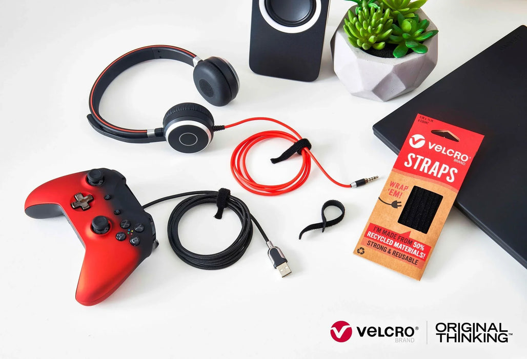 VELCRO Brand ECO Pre-cut 6pk Straps Made from 50% Recycled Materials. Strong, Du - LX2001 - Homewares, Outdoor, Phone Accessories, Cases, Speakers, Headphones + More -